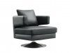 Black, White or Chocolate Leather Modern Swivel Club Chair