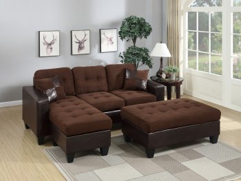 F6928 Sectional Sofa in Chocolate Microfiber Fabric by Boss [PXSS-F6928]