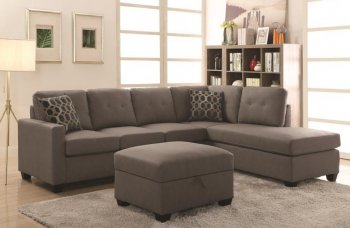 Powell Sectional Sofa 501687 in Taupe Leatherette by Coaster [CRSS-501687 Powell]