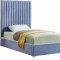 Candace Upholstered Bed in Sky Blue Velvet Fabric by Meridian