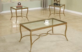 Antique Gold Metal Frame Stylish 3PC Coffee Table Set [PXCT-F3119]