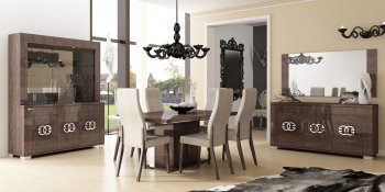 Prestige Dining Table in High Gloss Walnut by ESF w/Options [EFDS-Prestige Walnut]