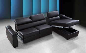 Espresso Leather Modern Sectional Sofa Bed w/Storage [VGSS-Flip]