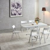 2473 Dining Table 5Pc Set in White by ESF w/3332 Chairs