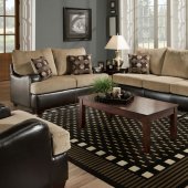 Taupe Fabric Modern Sofa & Loveseat Set w/Optional Items