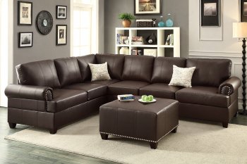 F7770 Sectional Sofa in Espresso Bonded Leather by Boss [PXSS-F7770]