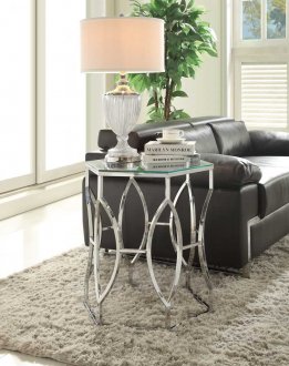 Mila 4664 End Table by Homelegance w/Glass Insert