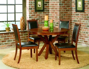 Walnut Finish Elegant Round Dining Room Table w/Optional Chairs [CRDS-101321-Sylvania]