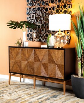 Zira Accent Cabinet 953497 Brown & Antique Gold by Coaster [CRCA-953497 Zira]