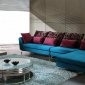 Blue Fabric Modern Sectional Sofa w/Contrasting Pillows