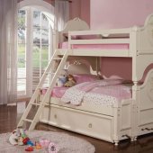 Beige Finish Contemporary Kid's Bunk Bed w/Extension Kit