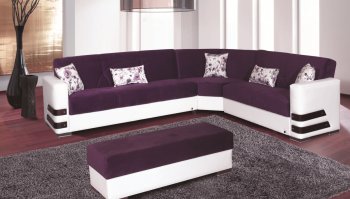 Safir Sectional Sofa Convertible in Purple Microfiber by Rain [RNSS-Safir Purple]