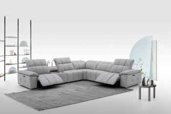 Beaumont Sectional Sofa in Light Gray Leather by J&M [JMSS-Beaumont Light Gray]