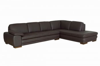 Modern Sectional Sofa with Tufted Leather Upholstery [AWSS-Park Avenue Brown]