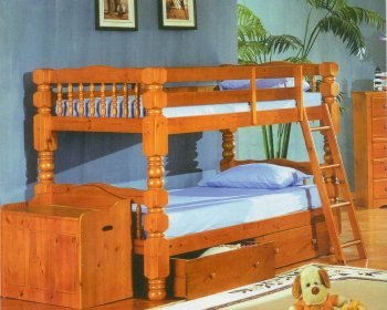 Honey Oak Finish Modern Twin Over Twin Bunk Bed [MAKB-Ponderosa-4530]