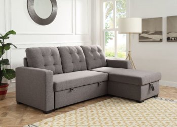 Chambord Sectional Sofa 55555 in Gray Fabric by Acme [AMSS-55555 Amboise]