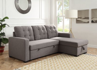 Chambord Sectional Sofa 55555 in Gray Fabric by Acme