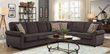 Kendrik Sectional Sofa 501450 in Chocolate Fabric by Coaster [CRSS-501450 Kendrik Chocolate]