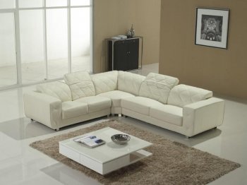 White Button Tufted Leather Modern Sectional Sofa w/Steel Legs [VGSS-T123B]