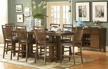 Medium Oak Finish Counter Height Dining Table w/Options [HEDS-5381]