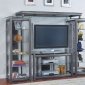 Dark Gray Contemporary TV Stand W/Glass Shelves