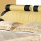 Black & Yellow Leatherette Modern Bed w/Bolster Cushions