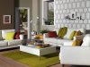 White Fabric Modern Sofa & Loveseat Set w/Optional Items