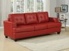 Red Bonded Leather Modern Sofa w/Queen Size Sleeper