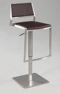 Brown Vinyl & Stainless Steel Base Set of 2 Swivel Barstools