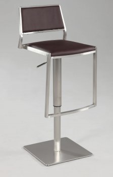 Brown Vinyl & Stainless Steel Base Set of 2 Swivel Barstools [CYBA-0851-Brown]