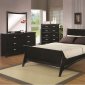 Rich Black Finish Transitional Bed w/Optional Casegoods