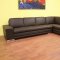 Dark Brown Leather Modern Sectional Sofa w/Mirror-sided feet