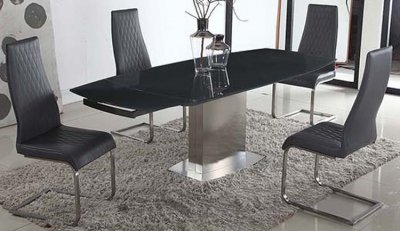 Mavis Dining Table 5Pc Set Grey Glass - Chintaly w/Cheryl Chairs