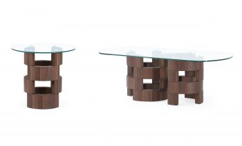 T866 Coffee Table & 2 End Tables Set by Global in Walnut [GFCT-T866]