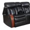 U9673 Motion Sofa in Black Bonded Leather by Global w/Options