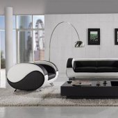 Black & White Leather 3Pc Modern Artistic Living Room Set