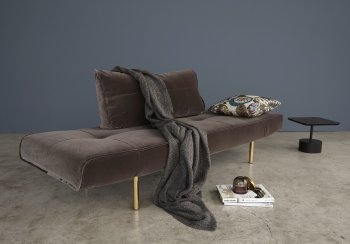 Zeal Deluxe Daybed in Dark Gray w/Brass Leg Velvet by Innovation [INSB-Zeal Deluxe-Brass-866]