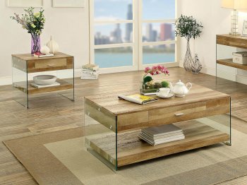 Raya CM4451A Coffee Table & 2 End Table 3Pc Set in Natural [FACT-CM4451A-Raya Natural]