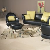 Black & Yellow Bonded Leather Modern Sofa w/Optional Items