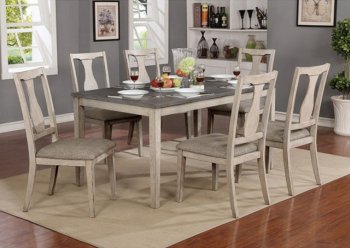 Ann 7Pc Dining Set CM3752T-7PK in Antique White & Gray [FADS-CM3752T-7PK-Ann]