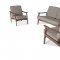 Ridge Loveseat & 2 Chairs Set Sesame Linen Fabric & Walnut - VIG