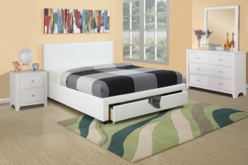 F9314 Bedroom Set by Boss w/ White Faux Leather Upholstered Bed [PXBS-F9314]