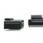 Vegas Black Leather Contemporary Loveseat by J&M