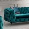 Aiden Sofa & Loveseat Set in Teal Velvet Fabric w/Options