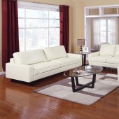 504301 Ava Sofa in Cream Bonded Leather by Coaster w/Options