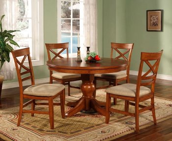 Walnut Finish Dining Room With Pedestal Base Round Table [CRDS-29-101281]