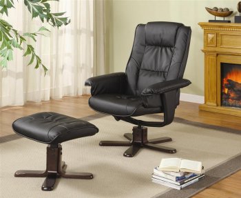 Black Bonded Leather Contemporary Leisure Chair with Ottoman [CRRC-369-600143]