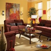 Rich Raisin or Chocolate Microfiber Living Room Sofa w/Options