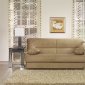 Contemporary Dark Beige Microfiber Sofa Bed w/Storage Unit