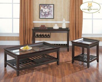 Glass Top Modern Coffee Table w/Grid Support Shelf [HECT-3260]